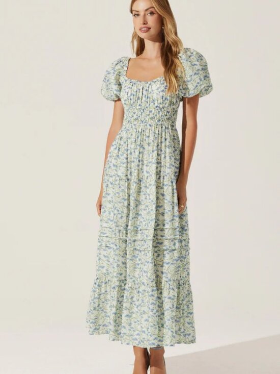 ASTR The Label Dresses & Skirts - ASTR The Label Florentina Floral Tiered Maxi Dress Women M Blue NWOT